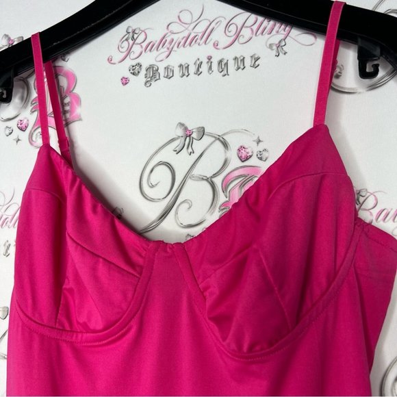 Wetseal bustier body suit babydoll style pink strappy tank top corset cups - Picture 6 of 8